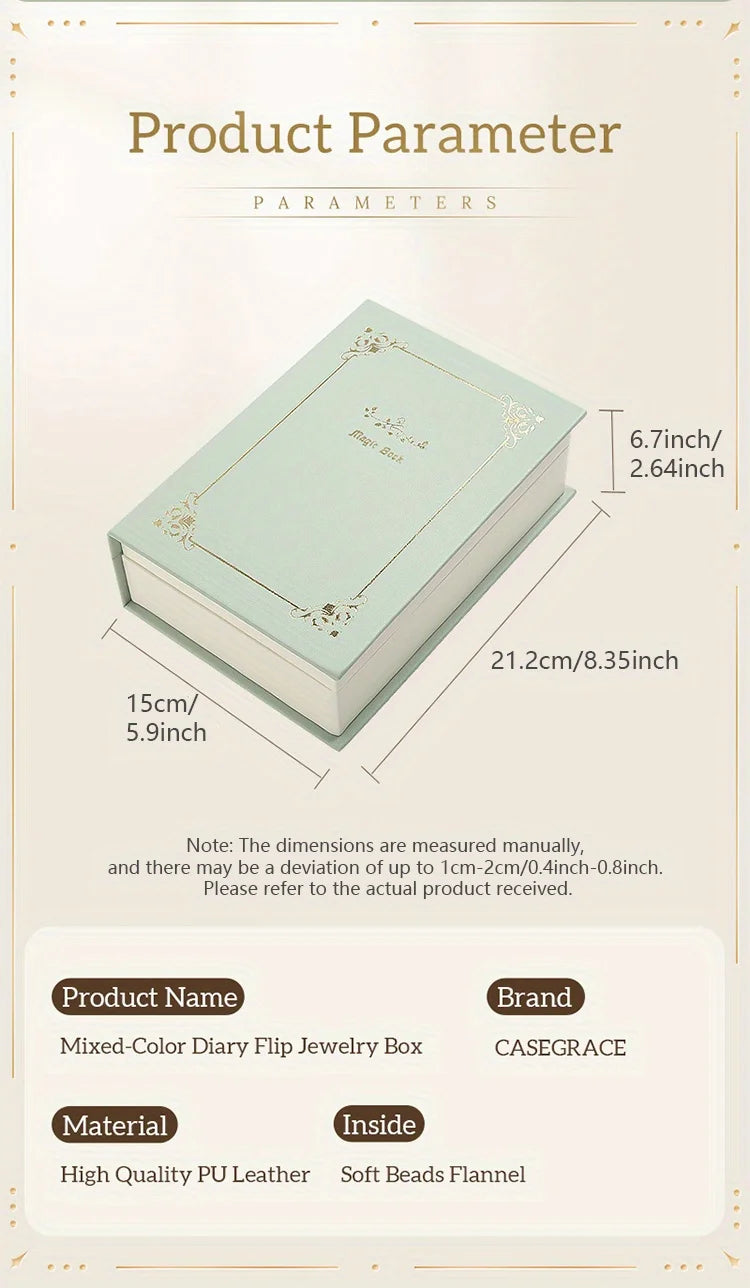 Glamorous Magnetic Jewelry Organizer Chic Diary Shaped Box for Bracelets Necklaces Rings Secure Elegant Storage