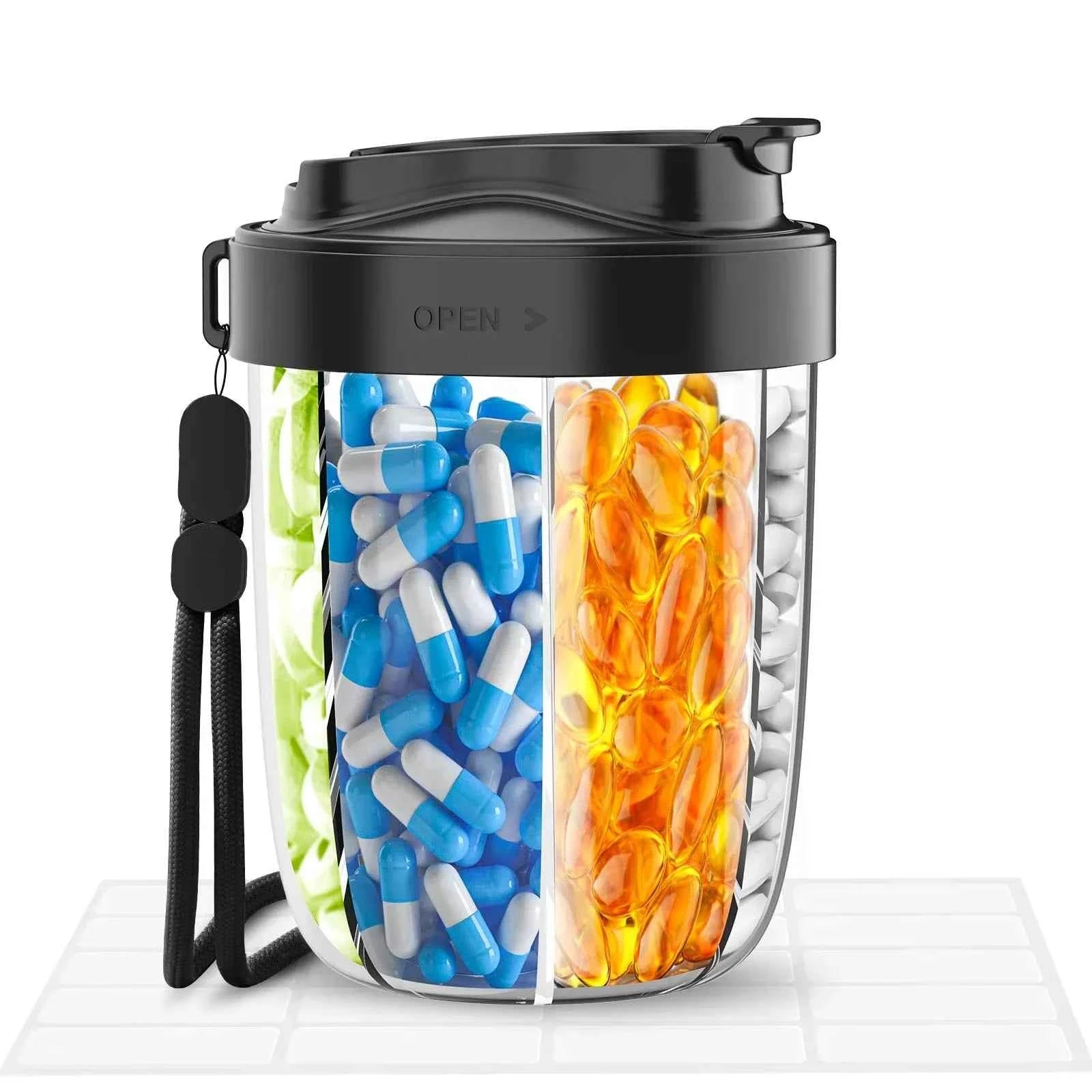 7 Grids Large Pill Box Cases for Travel A Month Pill Organizer Pill Dispenser for Tablets Vitamins Medicine Fish Oils Sub-packed