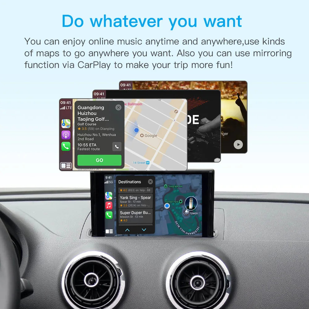 AUTOABC Wireless  CarPlay Android Auto Interface for Audi A3 A4 A5 Q2 Q7 Q5L 8V AirPlay Mirror Link multi-media camera