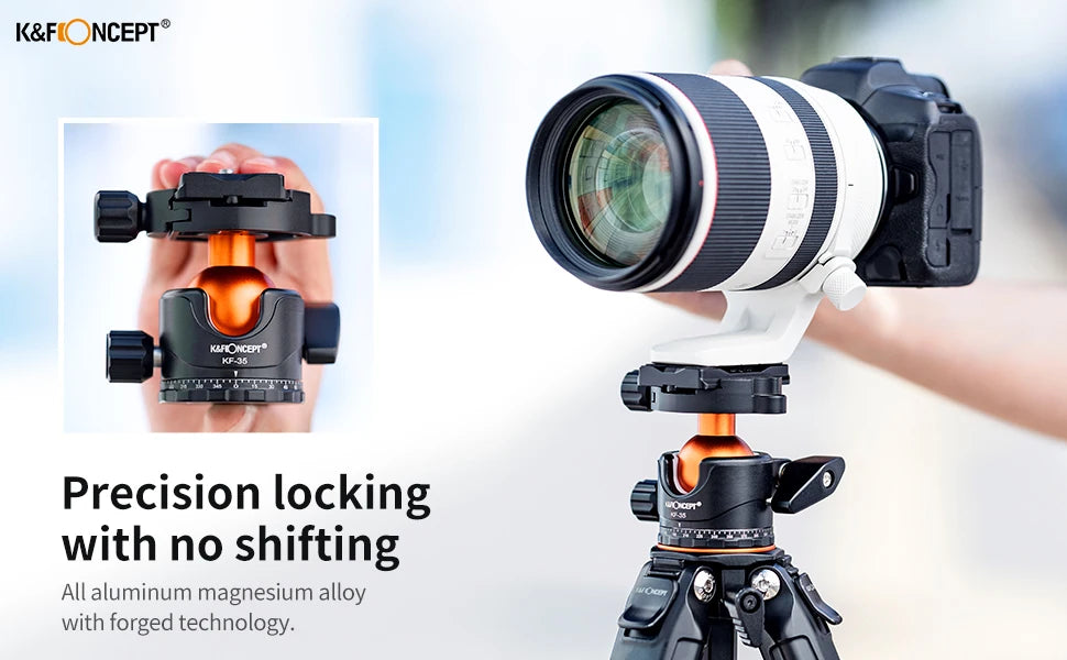 K&F CONCEPT Professional Tripod Ball Head 360° Rotation Panoramic 1/4" to 3/8" Srew Adapters BallHead for Tripod Monopod Camera