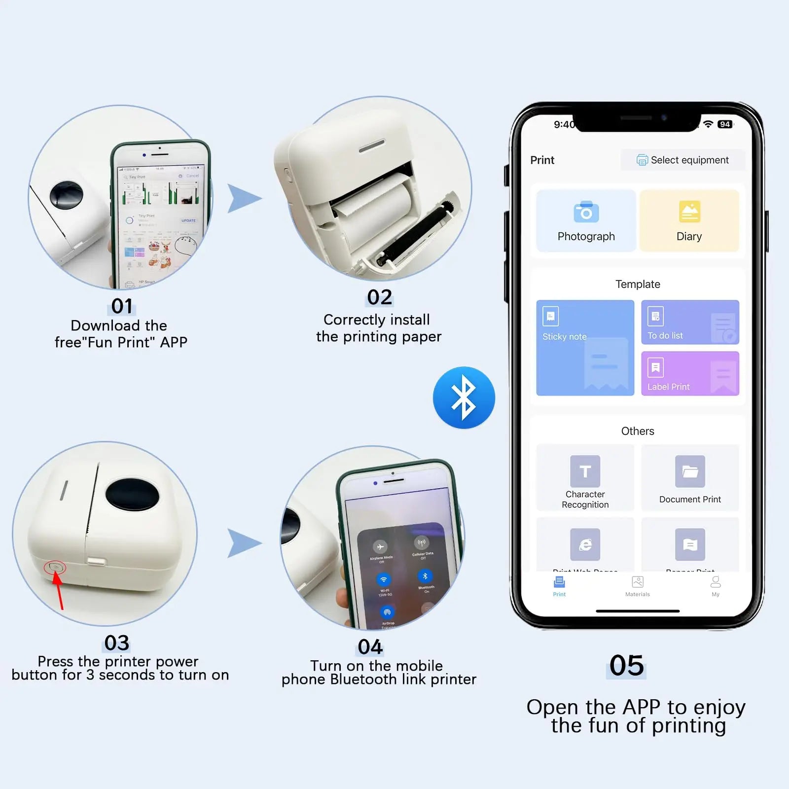 Thermal Portable Printer Mini Pocket Print Photo Thermal Label Printers With 57mm Printing Wireless BT Android And iOS Printers