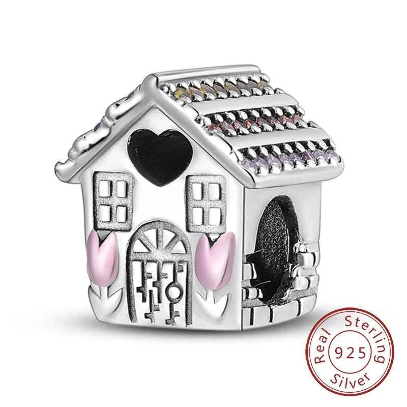 Original 925 Sterling Silver Charm Bead Mother's Day Love Heart Family Charm Bead Pendant Fits Bracelet Womens Jewelry Gifts