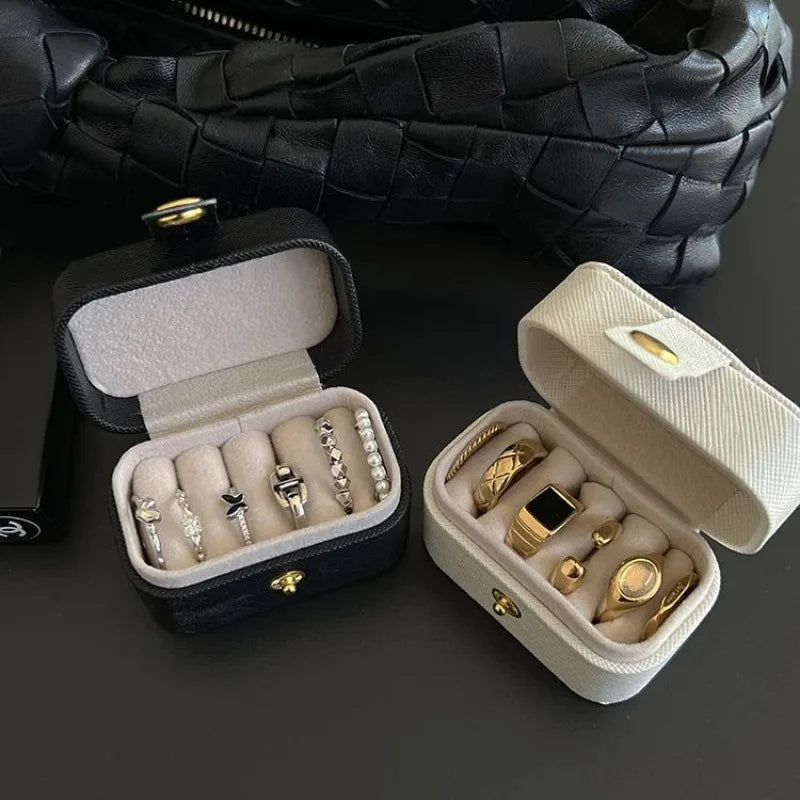 Leather Mini Jewelry Box, Portable Travel Earring Storage Rack, Ring Display Storage Box Jewelry Display Stand Jewelry Organizer