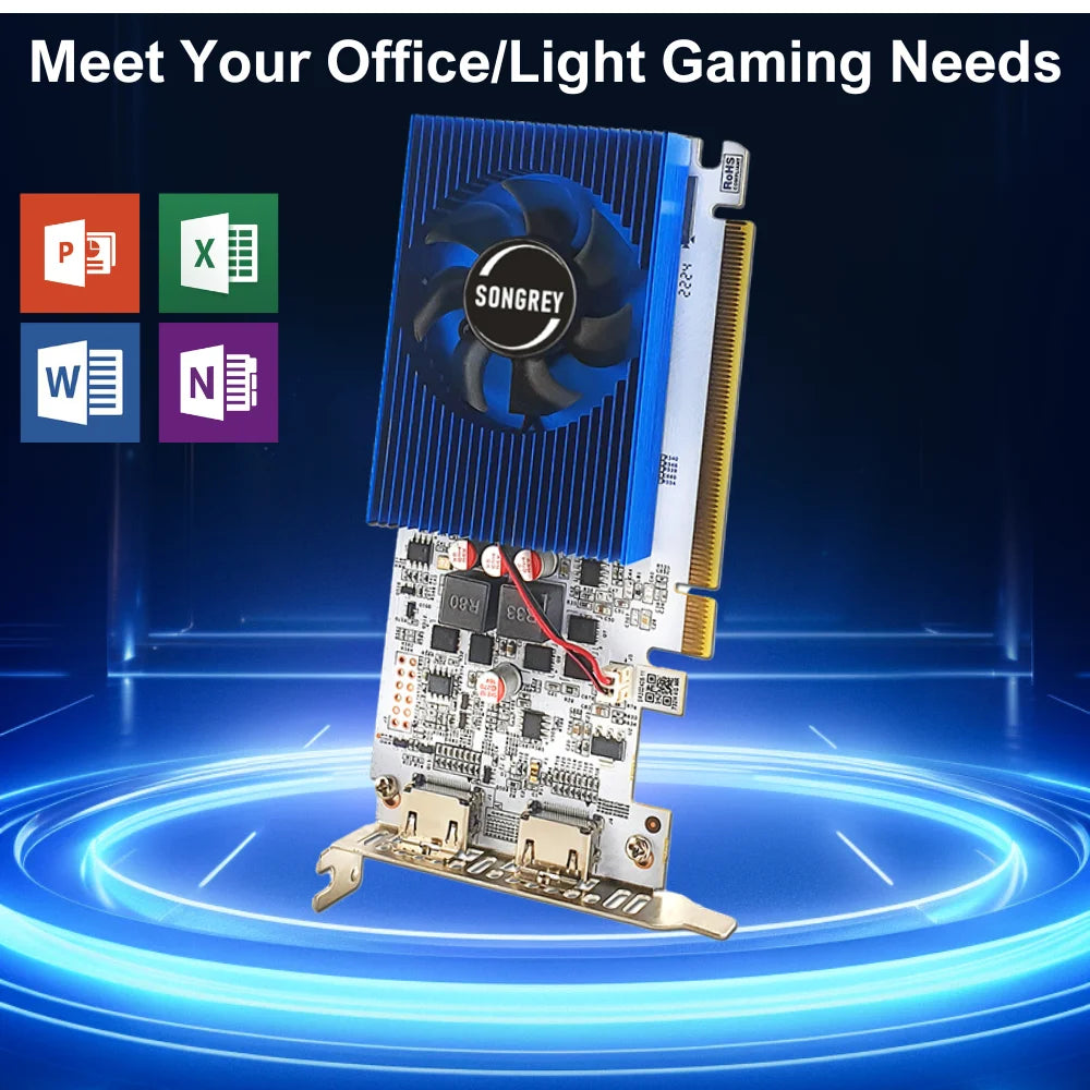 SRhonyra GT730 4GB Graphics Card,1080P GPU GDDR3 2HDMI 2 Monitor Display  PCI-E2.0 16X Low Profile,Computer GPU,1Year Warranty