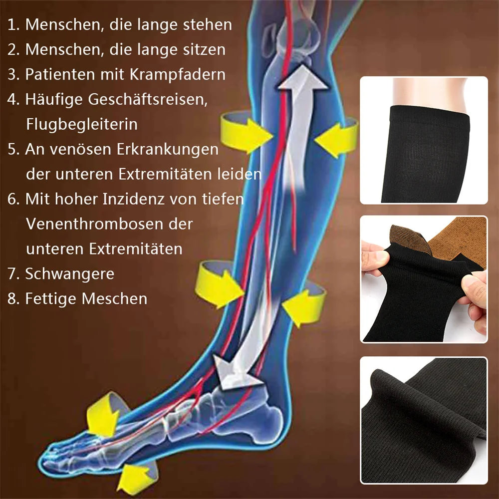 1/5 Pairs Copper Compression Socks High Unisex Graduated Pressure Stockings Anti Fatigue Pain Relief Sports Travel Socks