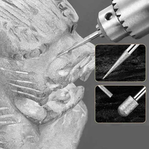 30pcs Diamond Burr Set with Case – 2.35/3mm Shank for Dremel & Rotary Tools, High Abrasive Grinding Polishing Drill Bits