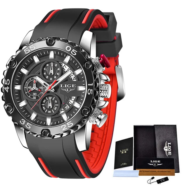 New Blue Watch LIGE Mens Watches Top Brand Luxury Big Dial Military Clock Quartz Watch Waterproof Sport Chronograph Erkek Saati