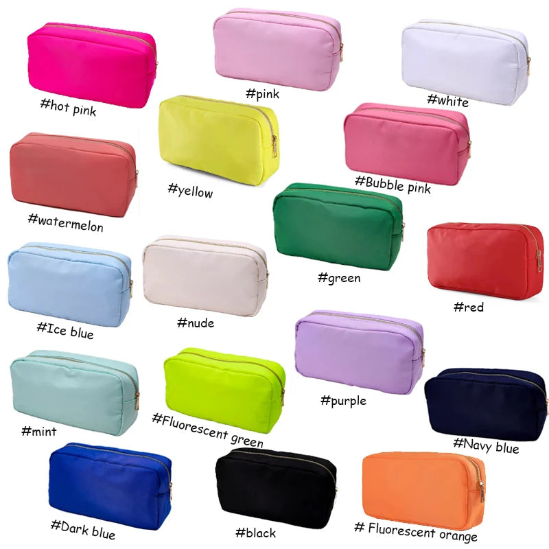 Stock Multi Colors Nylon Pouch Large Cosmetic Bag Zipper Toiletries Organizer Bag For Women Girls Gift Makeup Pouch