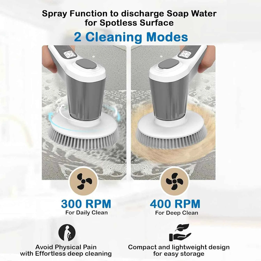 Electric Spin Scrubber IP68 Waterproof Wireless Cleaning Brush 2 speeds Adjustable Extend Handle Ground Kitchen Mult Home Tool
