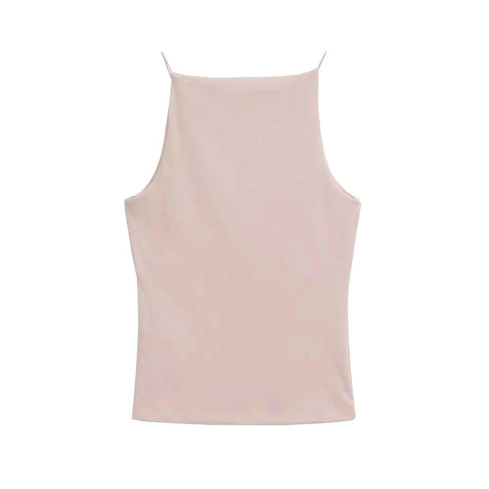Women's Solid Color Halter Tank Top Sleeveless Vest Thin Straps Camisole Summer Casual Fashion Wear