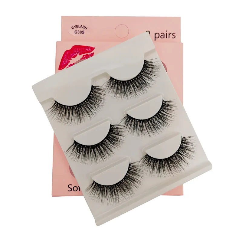 SHIDISHANGPIN 3 pairs 27 styles 3D Faux Mink Hair Soft False Eyelashes Fluffy Wispy Thick Fake Lash Handmade Eyelash Eye Makeup