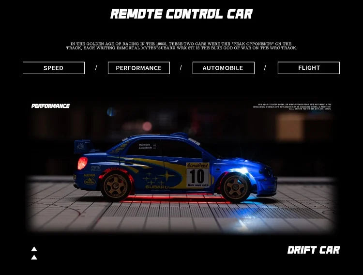WHOOSH Licensed 1:43 Scale Mini RC Drift Car Full Proportional Remote Control Subaru WRC WRX STI Mazda RX7 Desktop Toy For Boys
