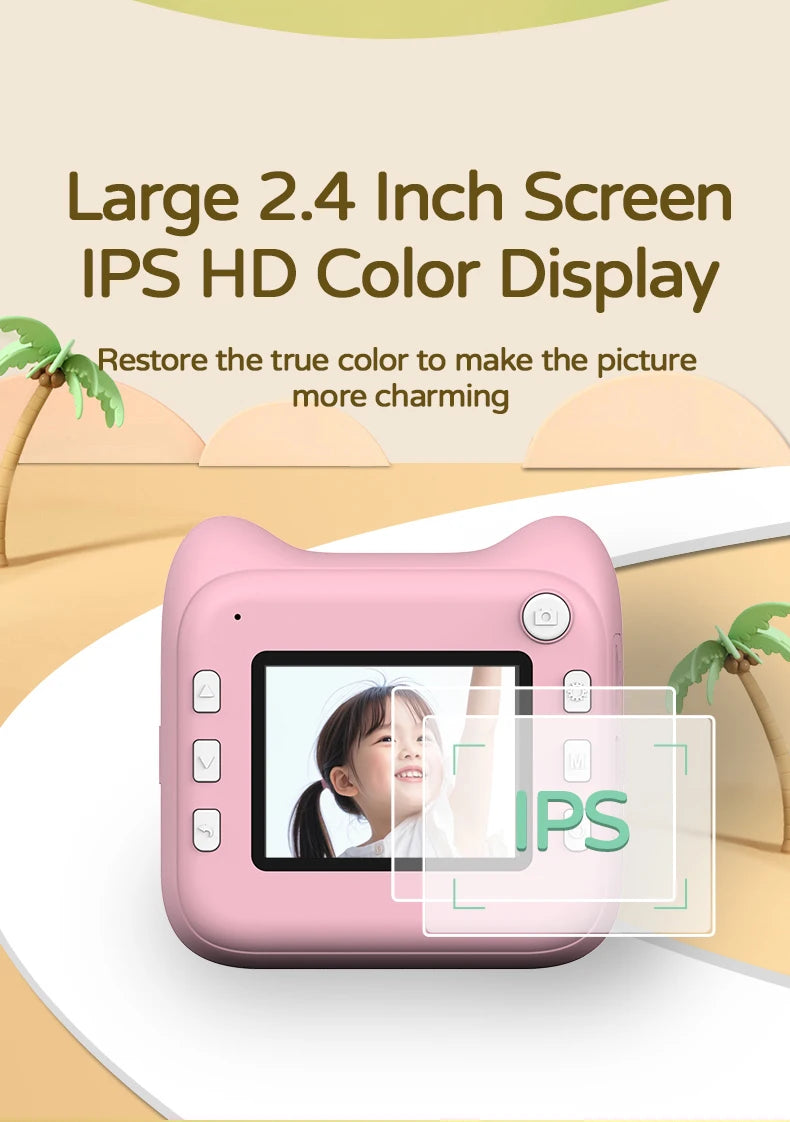 Kids Photo Camera Printer Mini Thermal Print Camera Children Digital Video Camera Toy Gifts for 4-12 Years Kids Girls Boys
