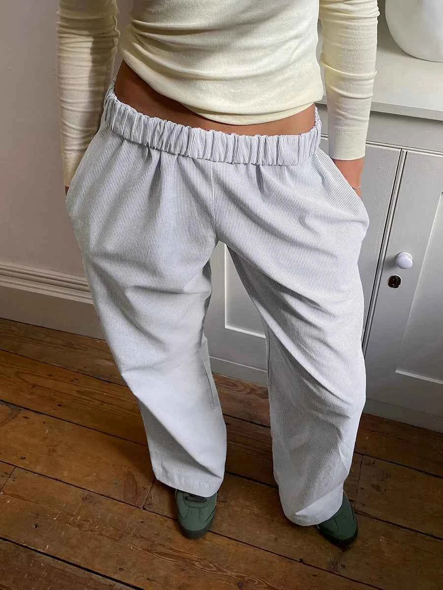 Gaono Casual Striped Drawstring Wide Leg Pants Chic Women Fashion Streetwear Vintage Sweatpants Lounge Outfits Female Trousers