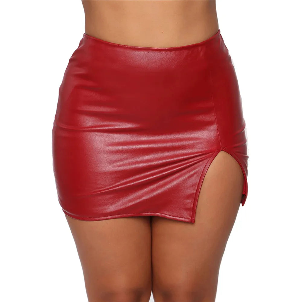 High Waist Sexy Pencil Skirt Fashion Women Sexy PU Leather Tight Miniskirts Ladies Office Slim Bodycon Skirts Night Clubwear
