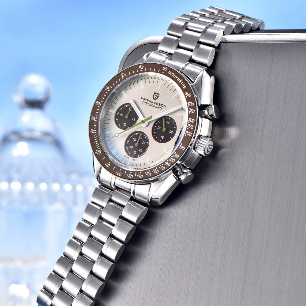 Men's Vintage Quartz Chronograph Watch Sapphire Crystal