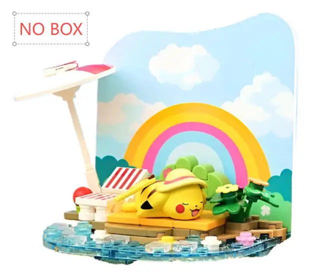 Pokemon Building Blocks Pikachu Psyduck Seaside Party Theme Scene Model Bricks Desktop Decorative Ornaments DIY Toys Gifts