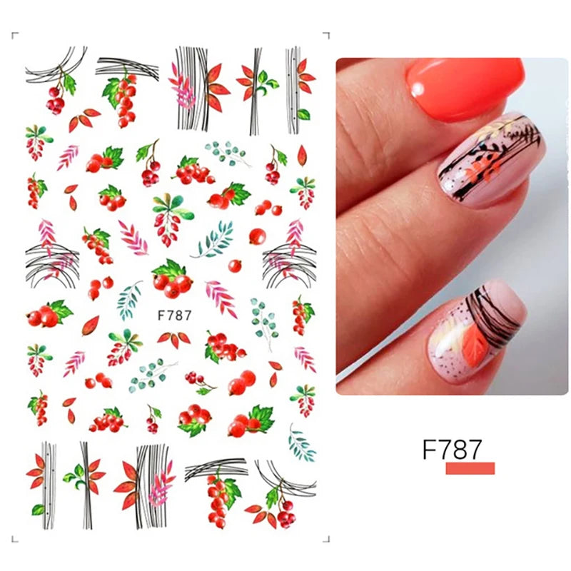 3D Dandelion Peach Blossom Maple Leaf Nail Sticker Nail Art Decoration Color Flower Nail Decal Nail Art Supplies Nail Parts