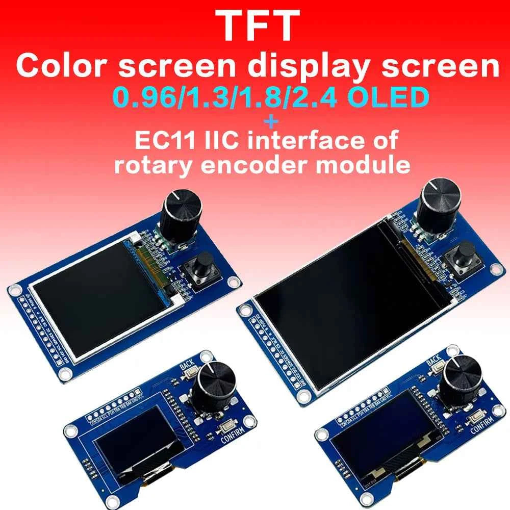 TFT OLED Module EC11 with Rotary Encoder IIC Interface 0.96'' 1.3'' 1.8'' 2.4'' LCD Screen Options for White/Blue Buttons