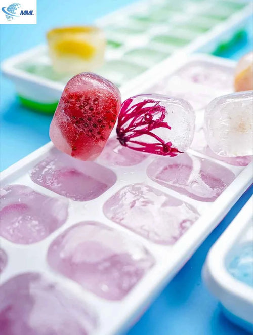 14 Grids Fruit Ice Maker with Removable Ice Cube Trays Reusable Silicone Ice cube Mold Lids Kitchen Tools Freezer Summer Mould