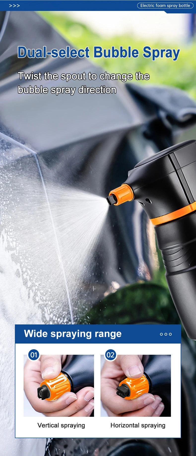 2L Electric Foam Sprayer Car Wash Clean Detailing Snow Cannon High Pressure Water Gun Battery Powered for Car Wash Foam Can