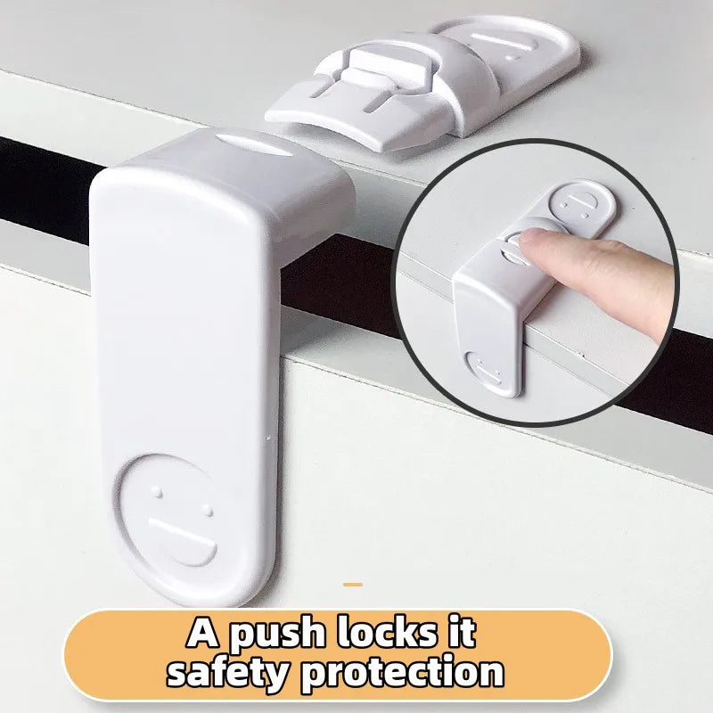Baby Safety Lock Drawer Anti-Pinching Hand Cabinet Drawer Locks Plastic White Safety Buckle for Children Security Protection