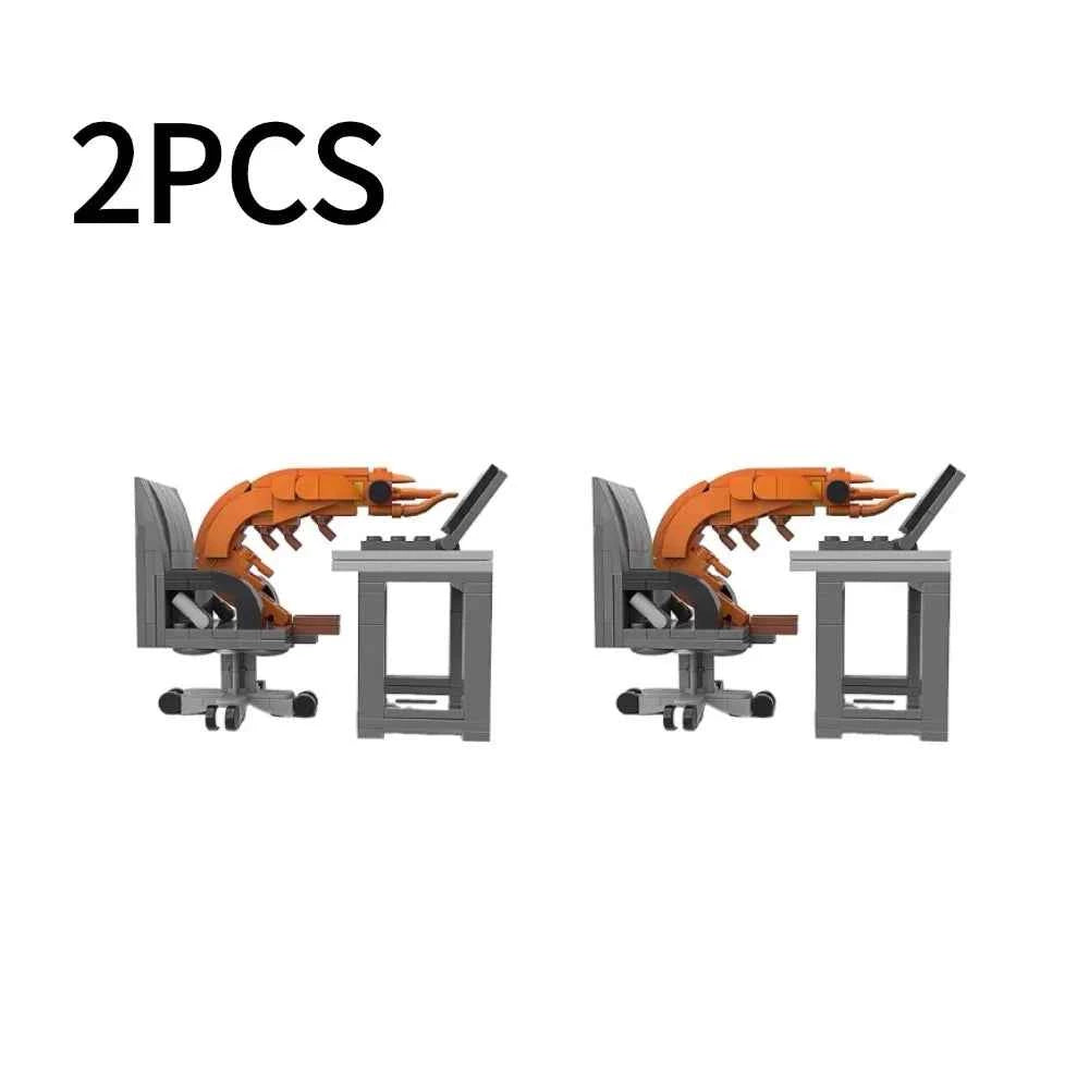 1/2/3PCS Creative Prank Shrimp Building Blocks Plastic DIY Assemble Puzzle Model Toy for 14+ Boys Girls Funny Desktop Ornament