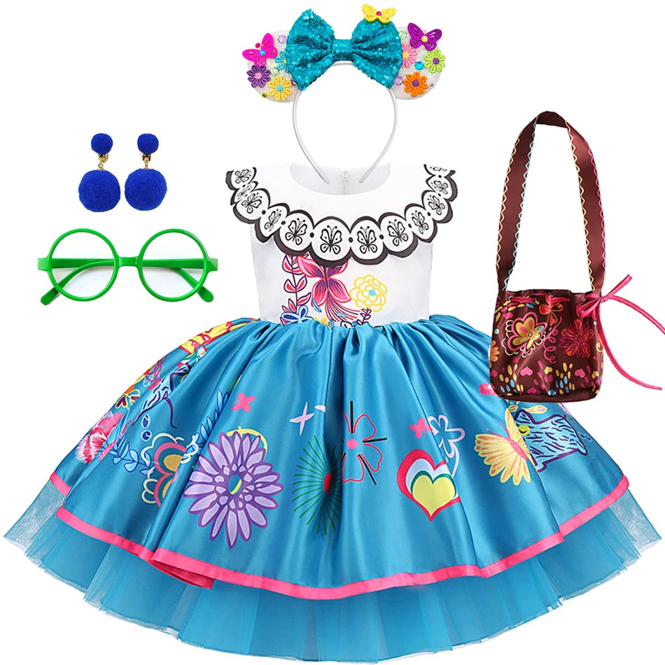 Little Girl Mirabel Dress Encanto Charm Disguise Costume Toddler Girl Birthday Party Fantasy Outfits Kids Princess Dress