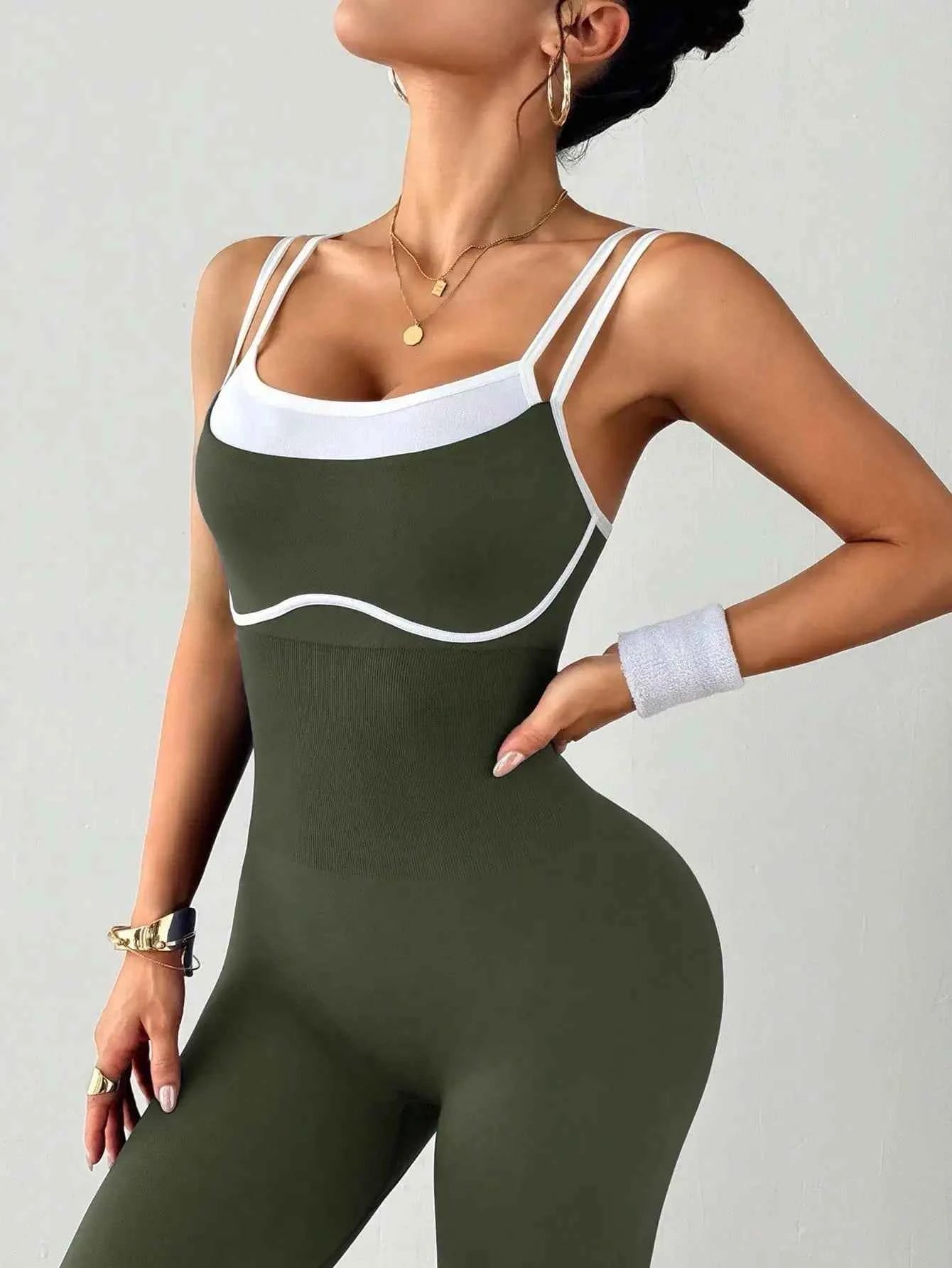 Women's Quick-Dry Fitness Yoga Bodysuit Tight Outdoor Sports One-Piece Comfortable Yoga Top for Active Wear