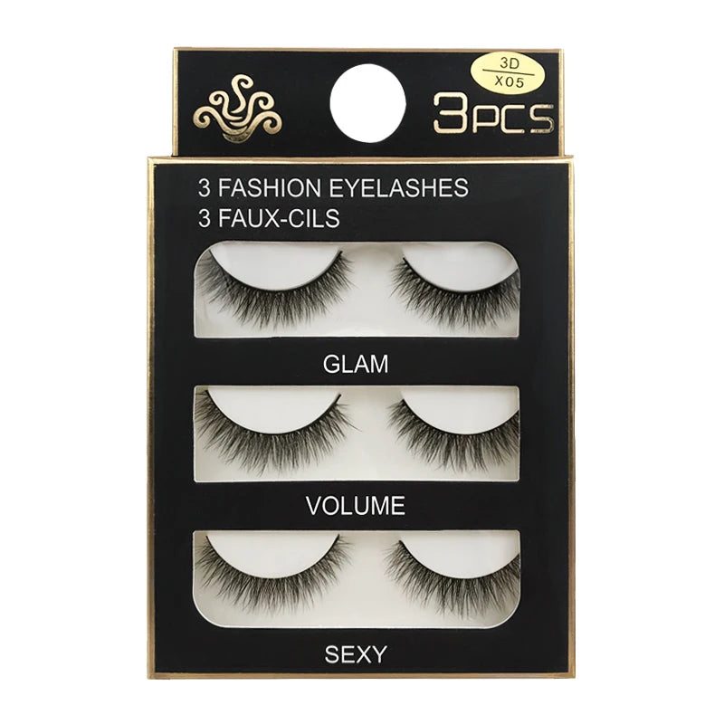 SHIDISHANGPIN 3 pairs 27 styles 3D Faux Mink Hair Soft False Eyelashes Fluffy Wispy Thick Fake Lash Handmade Eyelash Eye Makeup