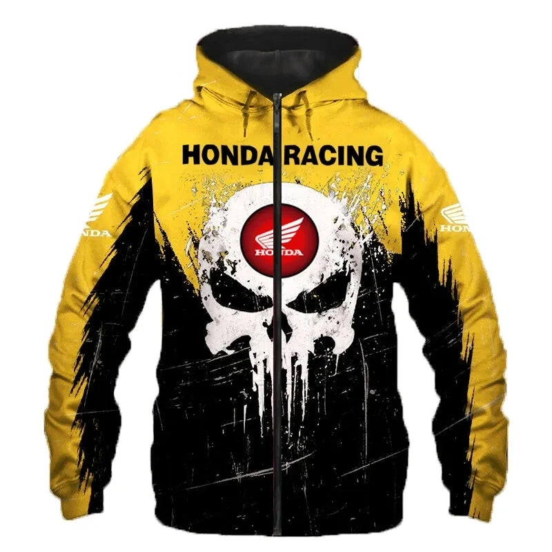 2026 New Fashionable Honda Logo Spring and Autumn Coat 3D Printed Trendy Casual Street Men's Loose Zipper Hoodie Fashion Hoodie