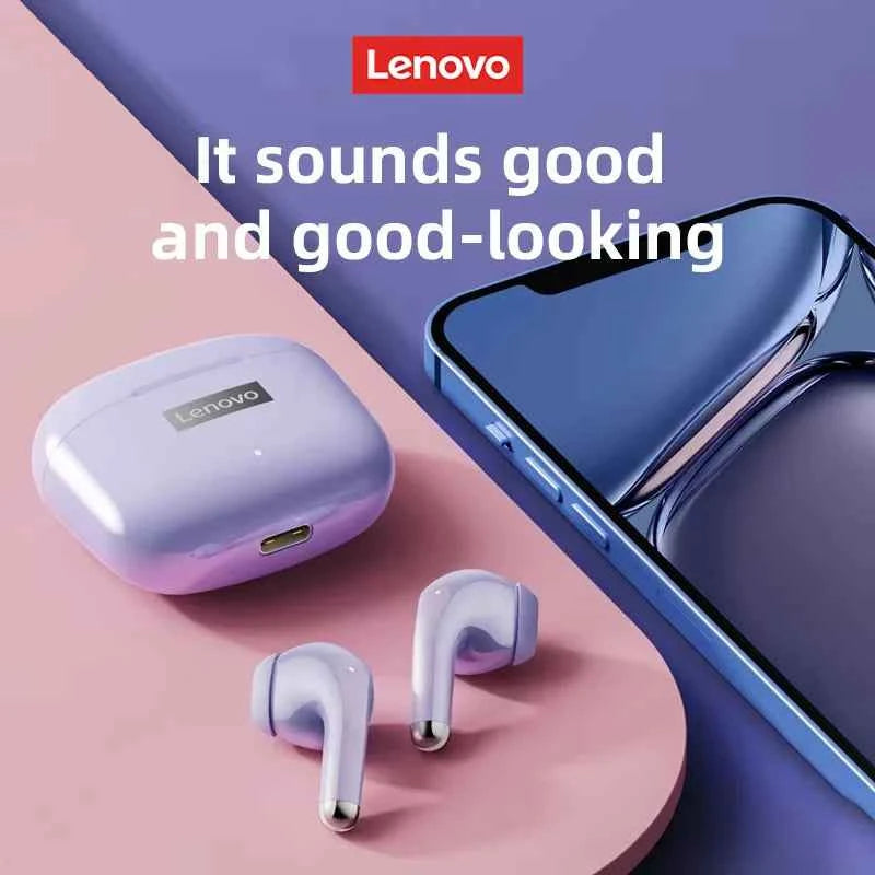 New Lenovo LP40 Pro Bluetooth V5.3 Earphones Punchy Bass Sound Headset Full Compatible Low Latency Game Sports Music Headphones