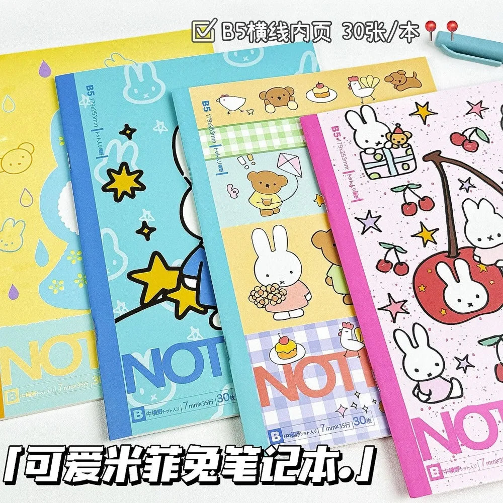 Kawaii Miffy Cute Notebook Ins Style Graffiti Notebook B5 Simple Handheld Ledger Horizontal Notes Message Book Gift Toy for Girl