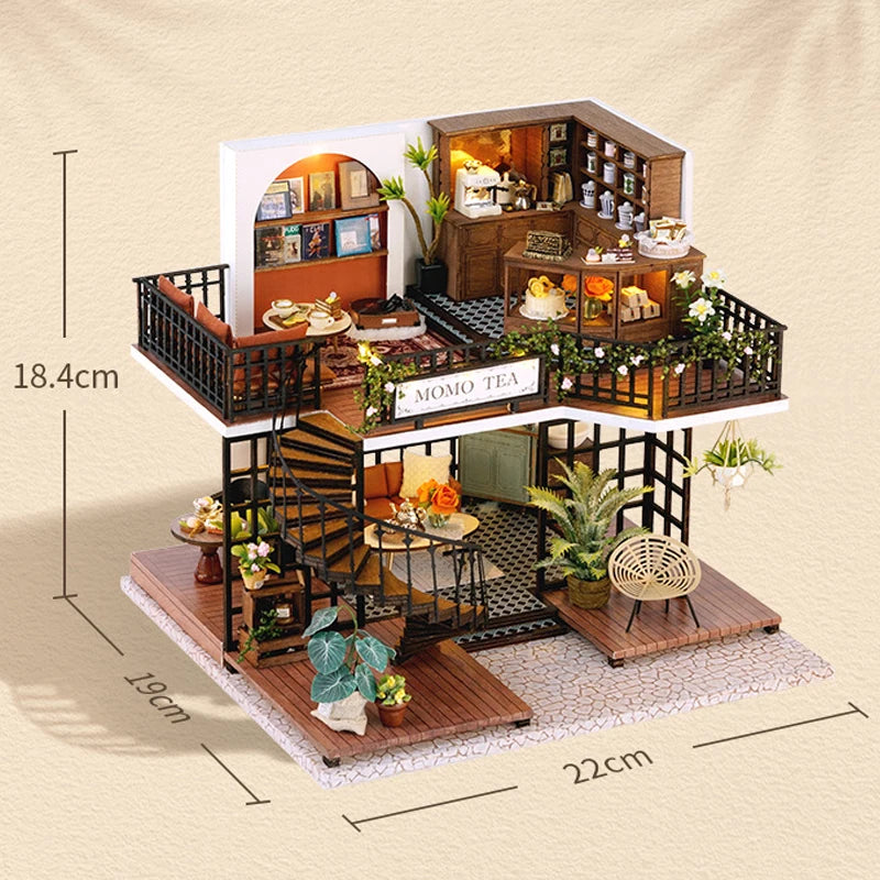 DIY Wooden Dollhouse Mini Building Kit Handmade Doll House Case Model 3D Puzzle Assembly With Furniture Toys For Christmas Gifts