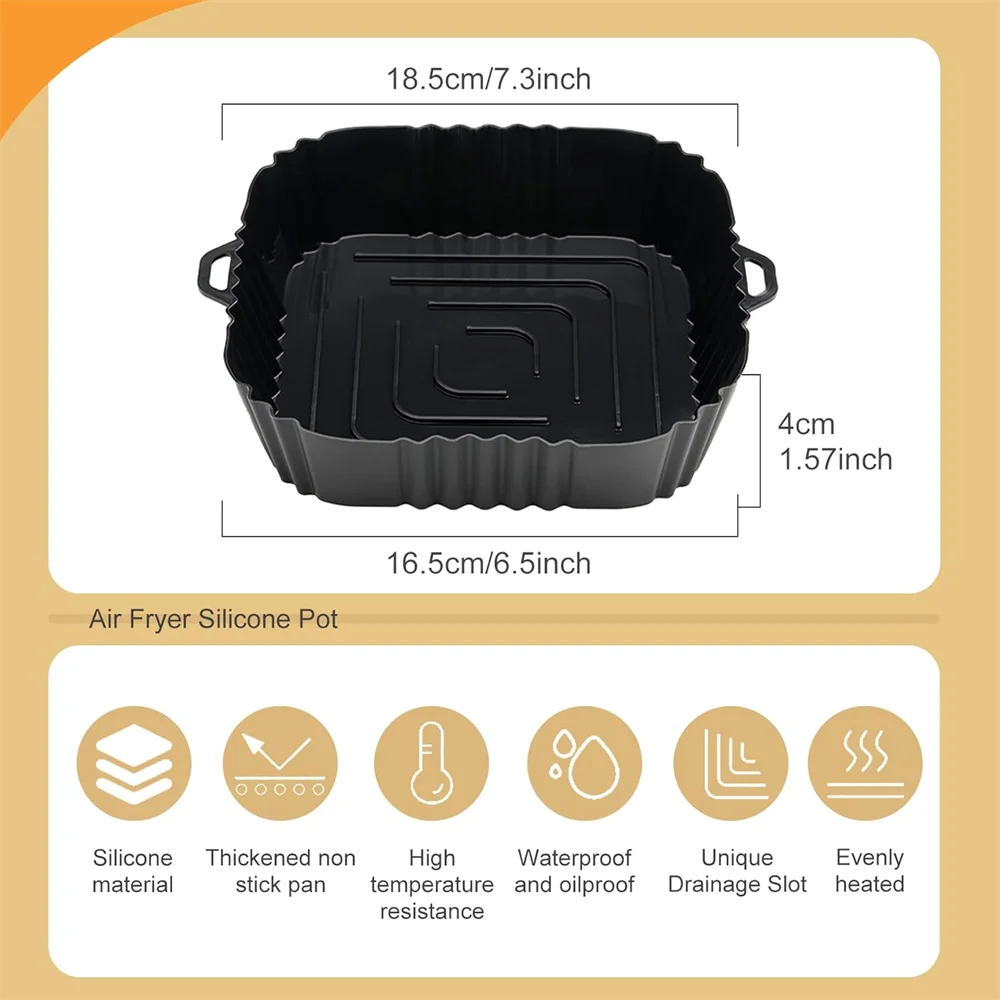 Silicone Air Fryer Liner, Reusable Air Fryer Pot, Silicone Air Fryer Accessories for Home Kitchen, Non-Stick Air Fryer Basket