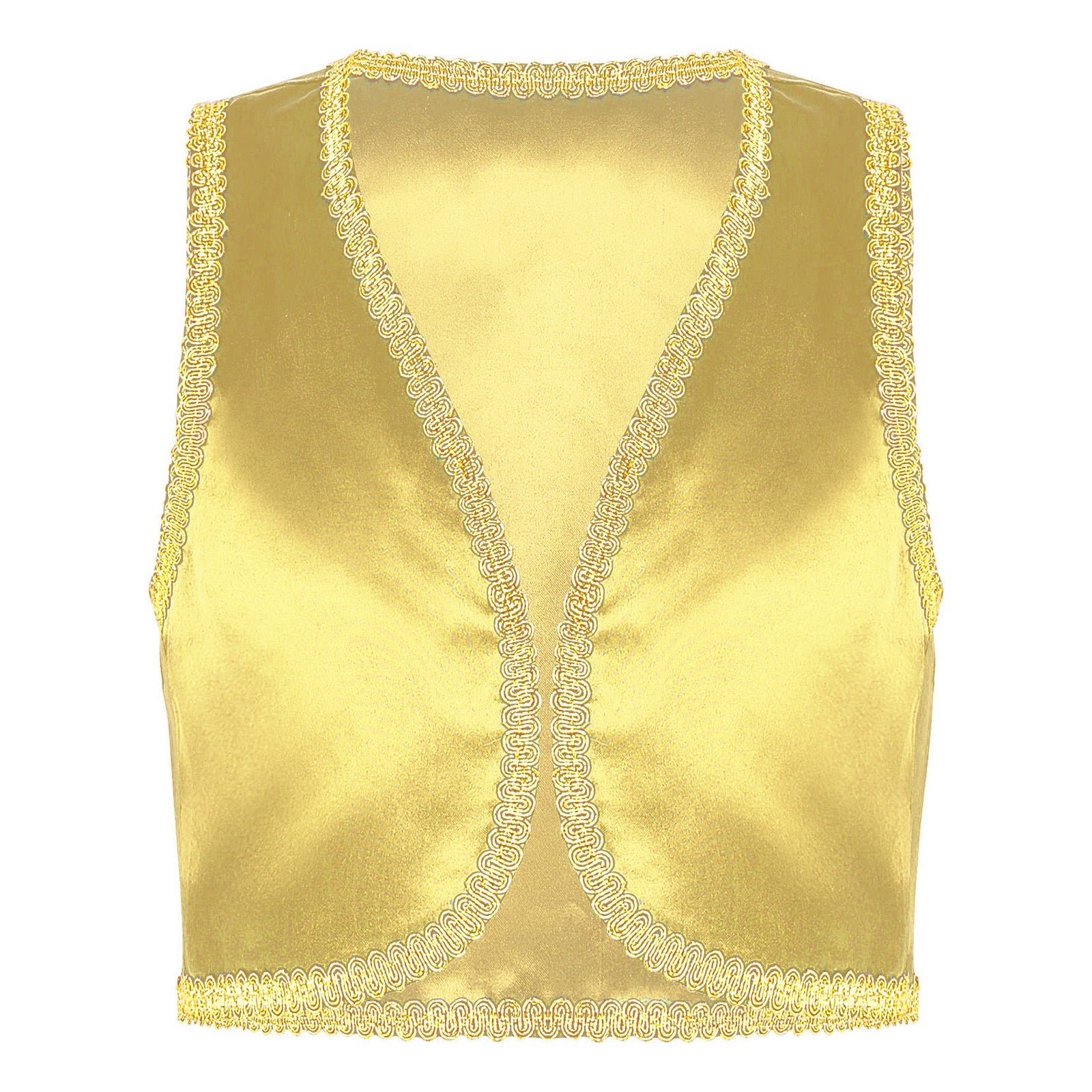 Children Boys Arabian Prince Costume Genies Vest Open Front Golden Genies Waistcoat for Party Halloween Cosplay Fancy Dress Up