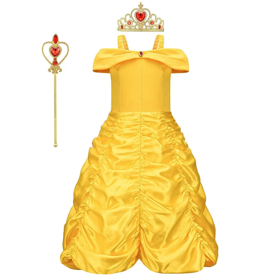 Kids Belle Costume Girl Halloween Princess Cosplay Party Dress Children Birthday Clothes Carnival Fancy Dress
