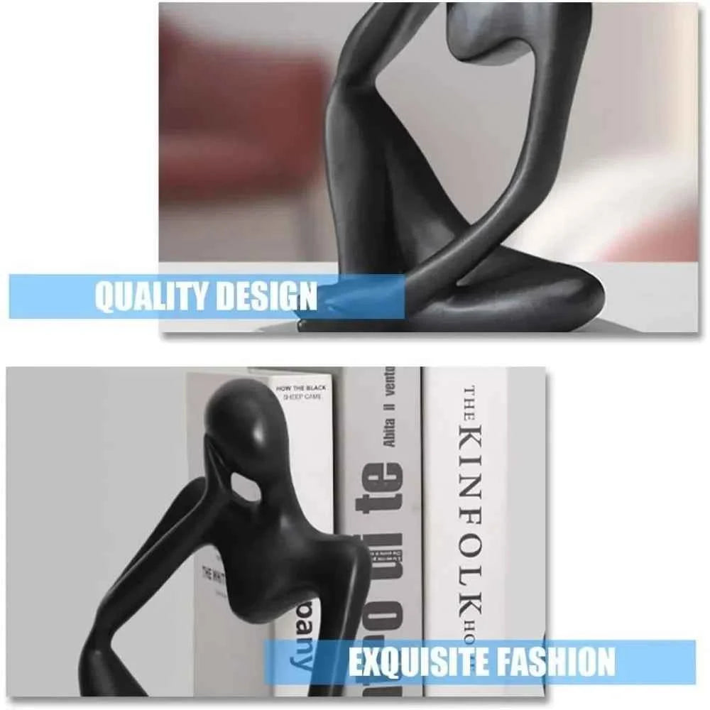 Decorations for Home Living Room Office Mini Thinker Sculpture Ornaments Resin Black Modern Abstract Sculptures Desktop