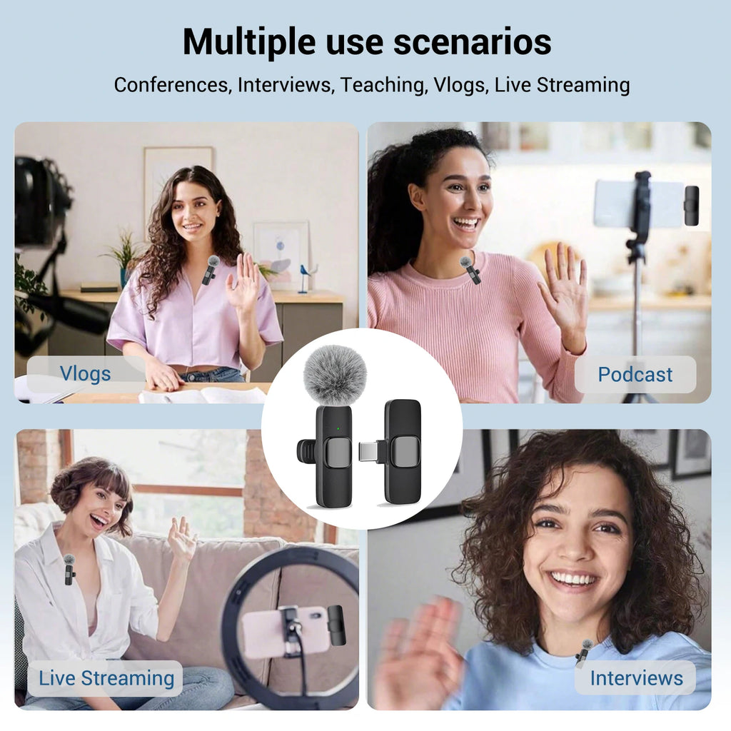 Type-C Port Professional Wireless Lavalier Microphone for Smartphones, Computers, Tablets, Plug and Play