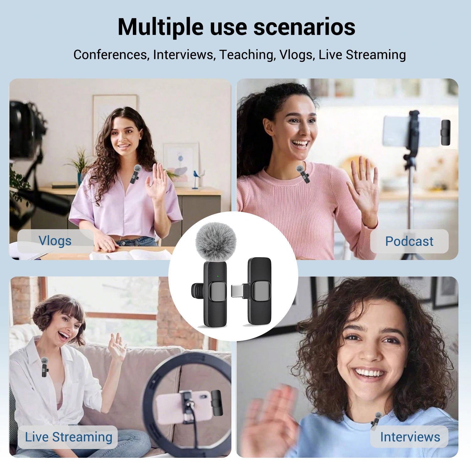 Type-C Port Professional Wireless Lavalier Microphone for Smartphones, Computers, Tablets, Plug and Play