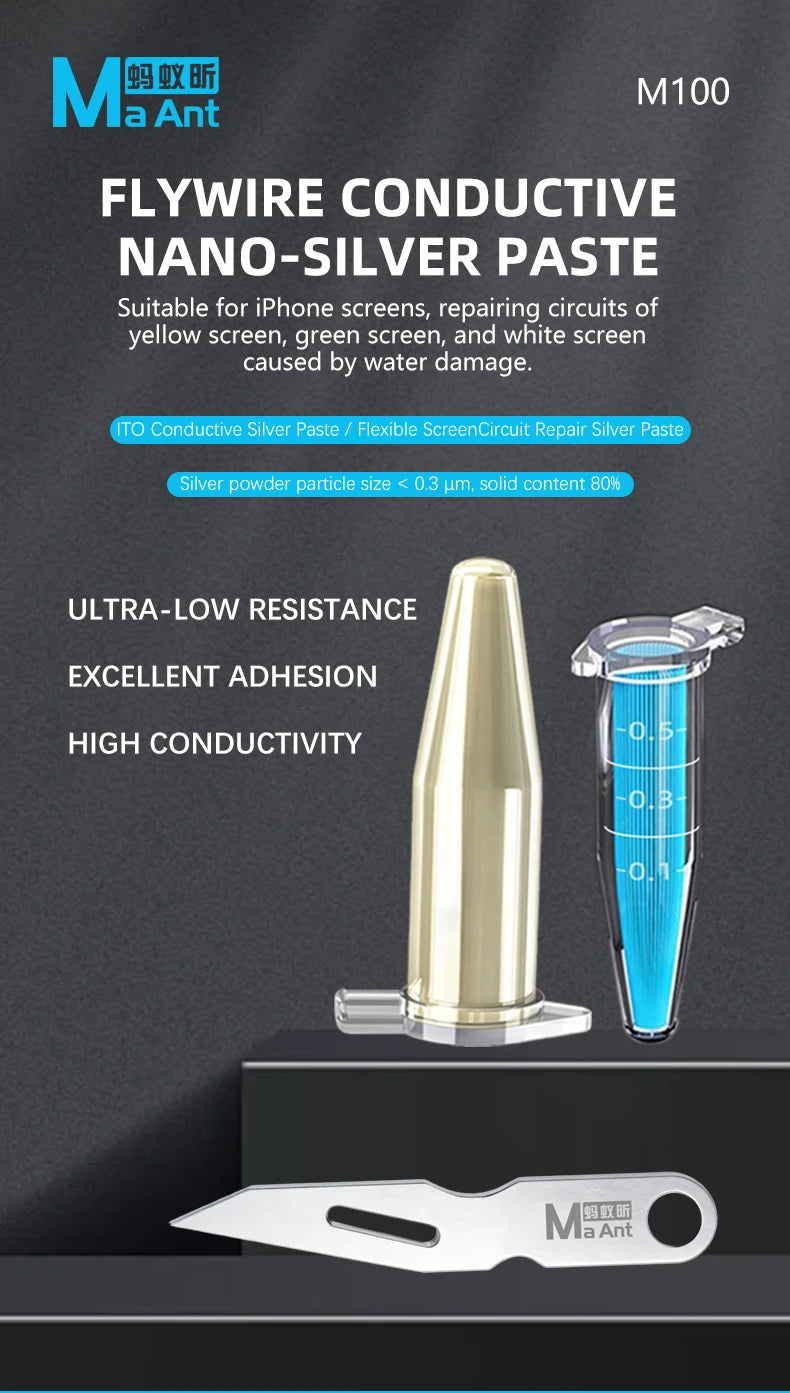 MAANT M100 Conductive Nano Silver Paste Set  for Phone Screen Jump Wire Repair High Conductivity Strong Adhesion
