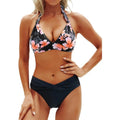 Women 2 Piece Bathing Suit Bikini Push Up Vintage Sexy Split Halter Swimsuit High Waist Bikini Vacation Pool Party Swimwear 2025
