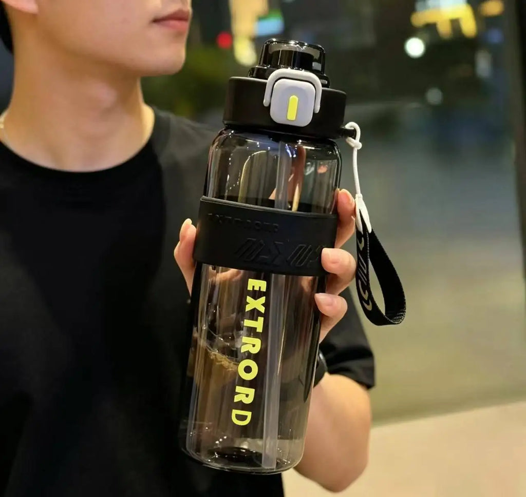 Dual-Use Sports Water Bottle - Leak-Proof, Heat-Resistant, BPA-Free, with Lanyard & Silicone Grip