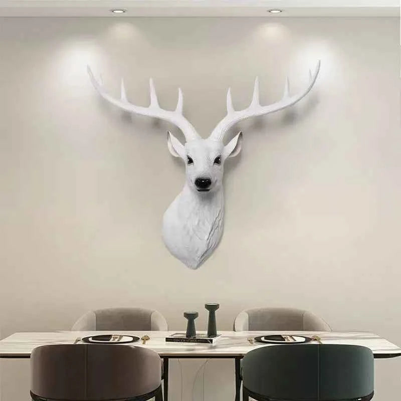 Resin decorative items, American-style living room TV background wall decorations, wealth-attracting deer head wall hangers
