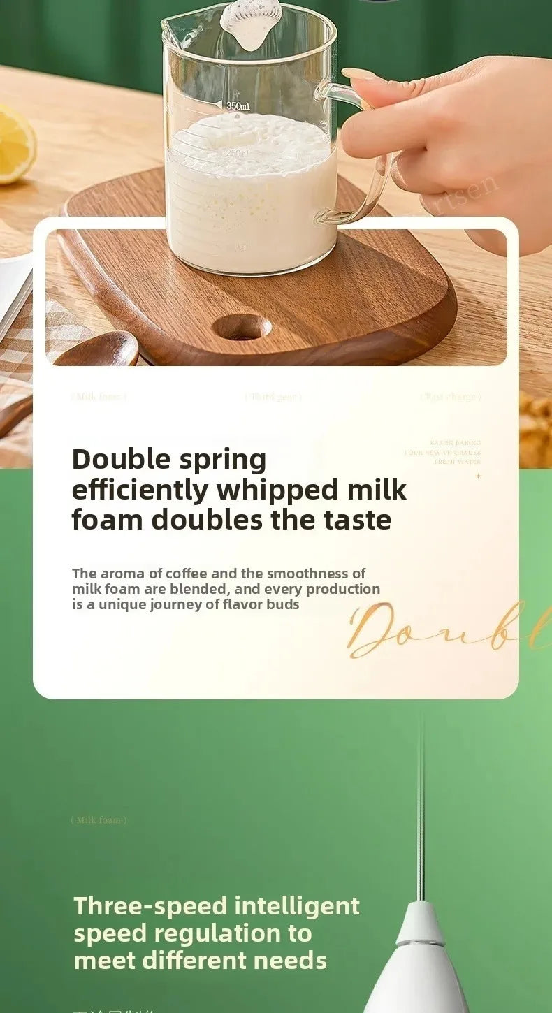 Wireless Milk Frother Electric Type-C Handheld Blender Stainless Steel Mini Coffee Maker Whisk Mixer For Coffee Cappuccino Cream