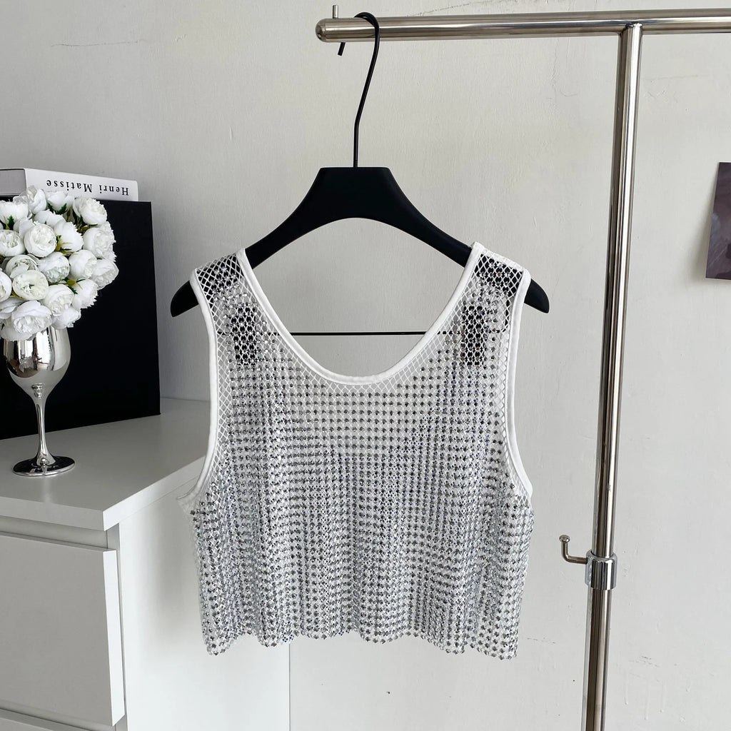 Ele Svel Women's Vest Summer Me Hollow Heavy Embroidery ort Design Street Sexy Top Faion Commute Sle Slim Fit