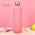 New 1L Water Bottle with Time Stamp BPA Free Reusable Fitness Sports Outdoor Travel Leakproof Water Cup Frosted Kettle