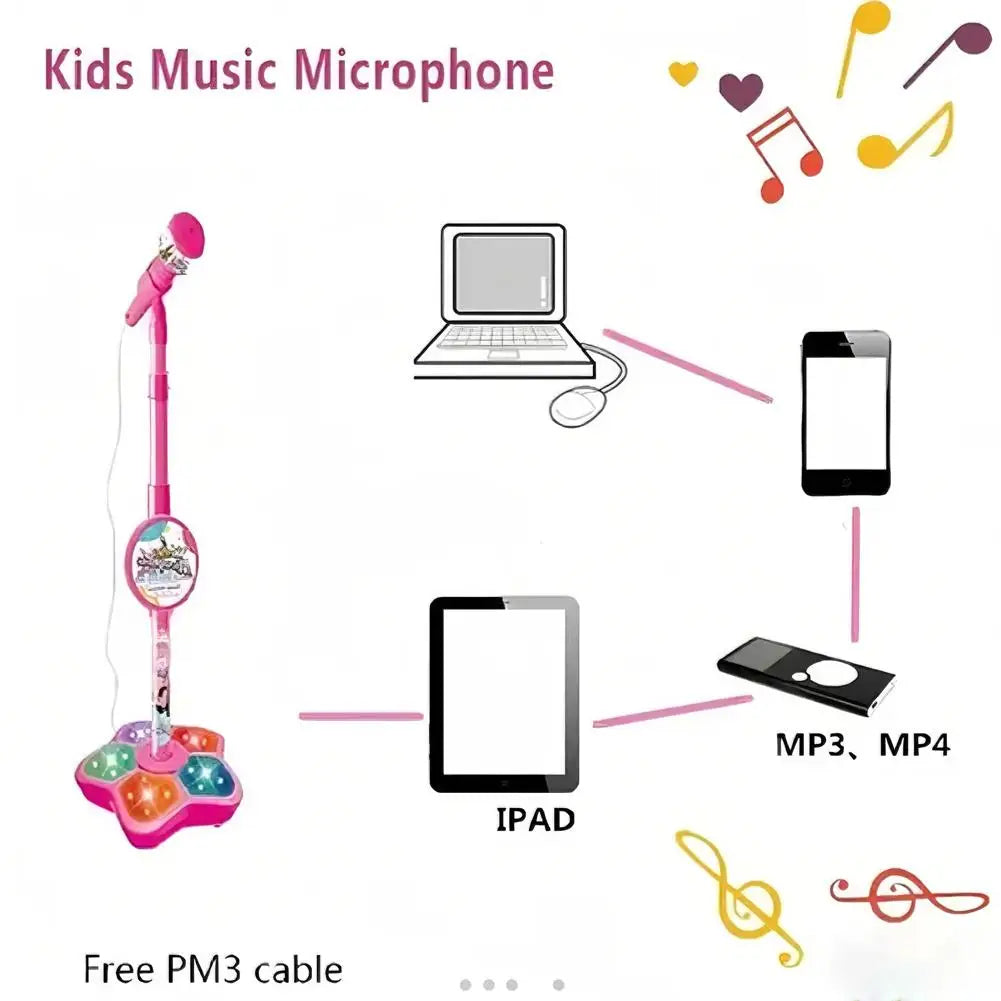 Kids Microphone with Stand Karaoke Song Music Instrument Toys Brain-Training Educational Toy Birthday Gift for Girl Boy