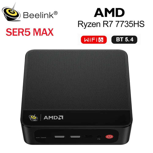 Beelink Ryzen 7 SER5 MAX 6800U SER5 MAX 7735HS 6800U Mini PC AMD DDR4 24GB RAM 500GB 24G1T SSD WiFi6 4K Desktop Computer