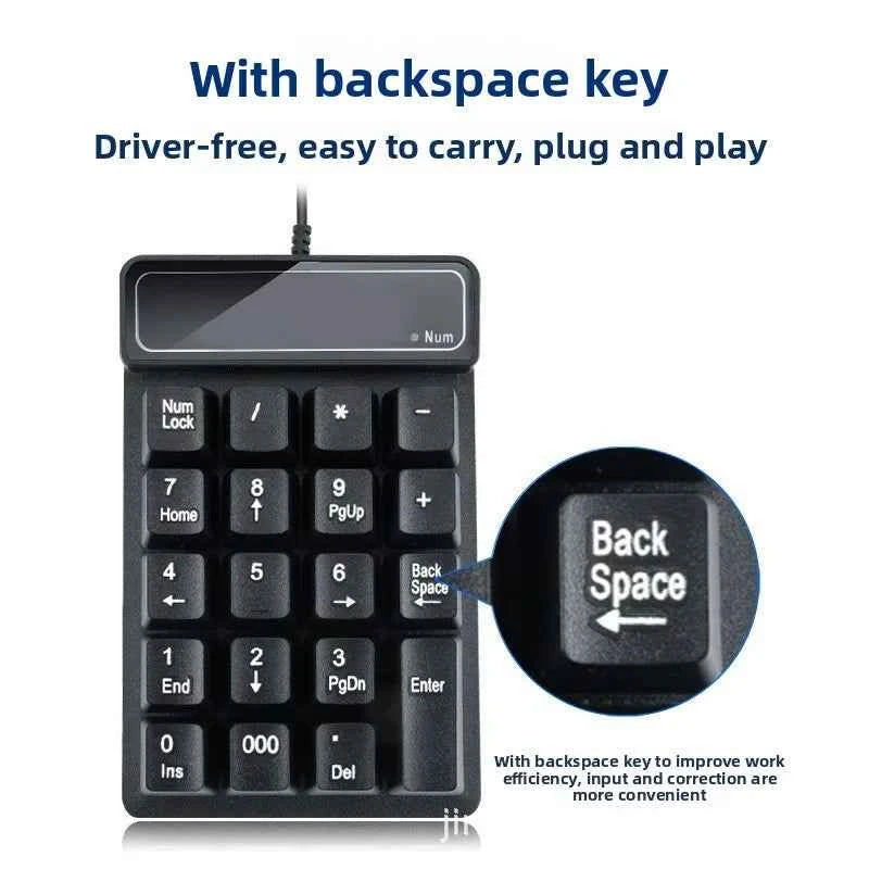 2.4GHz Wireless Wired Keyboard Bluetooth Mini USB Numeric Keypad 19 Keys Number Pad Numpad Receiver for Accounting Laptop PC
